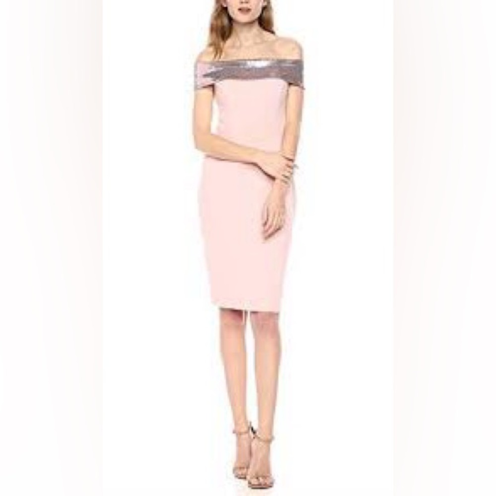 Eliza J Off the Shoulder Sequin Collar Sheath Dress Size 2